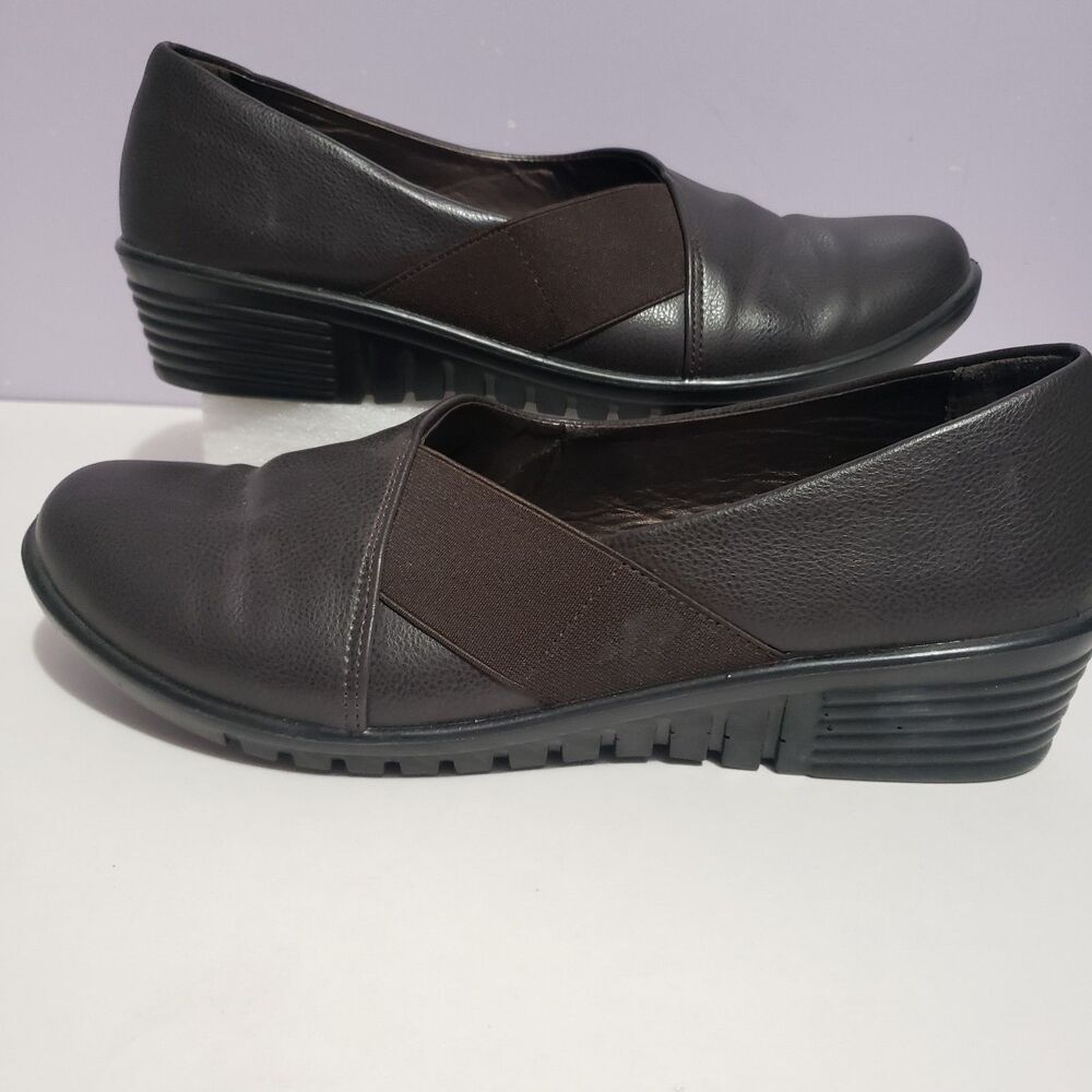 Pierre Dumas Sz 11 Brown Faux Leather Women's Slip On Dress Shoes